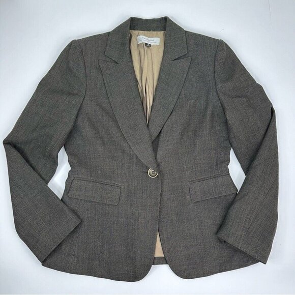 Tahari ASL Women's Brown Textured One Button Business Career Luxury Blazer 8/C38 - Picture 6 of 13